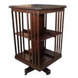 Antique Edwardian-Era Revolving Book Stand of Mahogany (on Casters)