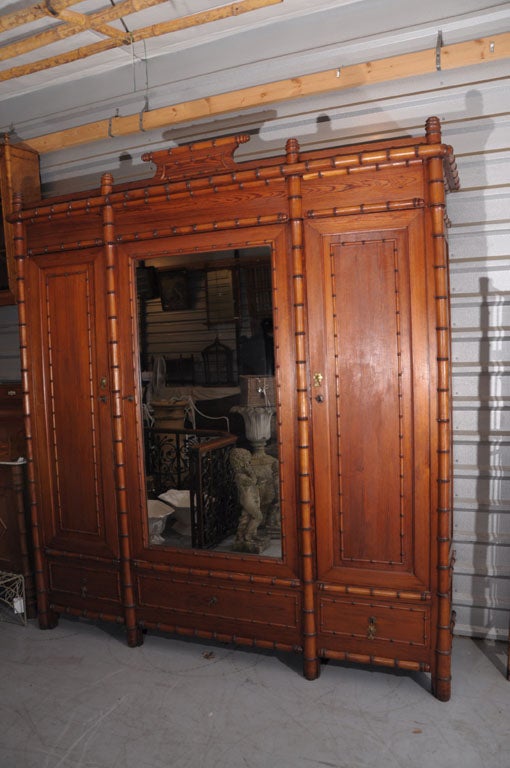 French Faux Bamboo Armoire of Long Pine