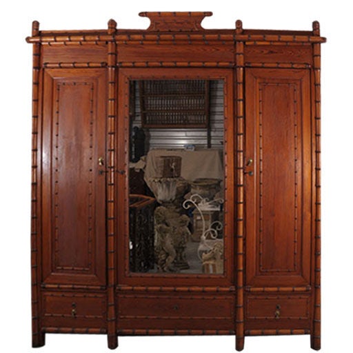 19th Century Faux Bamboo Armoire of Long Pine