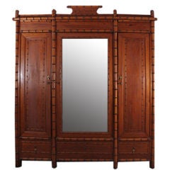 Antique Faux Bamboo Armoire of Long Pine