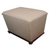 Antique English Pouffe Ottoman with Hinged Lid on Bun Feet