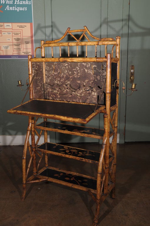 19th Century English Bamboo Secretary with Japan-Lacquered Accents
