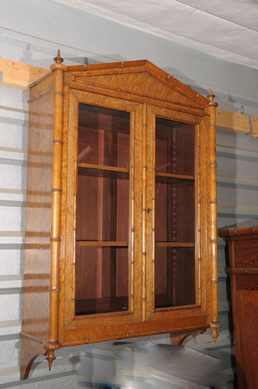 Faux Bamboo Hanging Cabinet of Curly Maple
