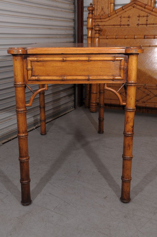Faux Bamboo Writing Desk with Fretwork Accents 1