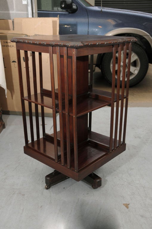 Vintage Secretary Desk >> Edwardian-Era Revolving Book Stand of Mahogany (on Casters ... Vintage Secretary Desk >> Edwardian-Era Revolving Book Stand of Mahogany (on Casters ...