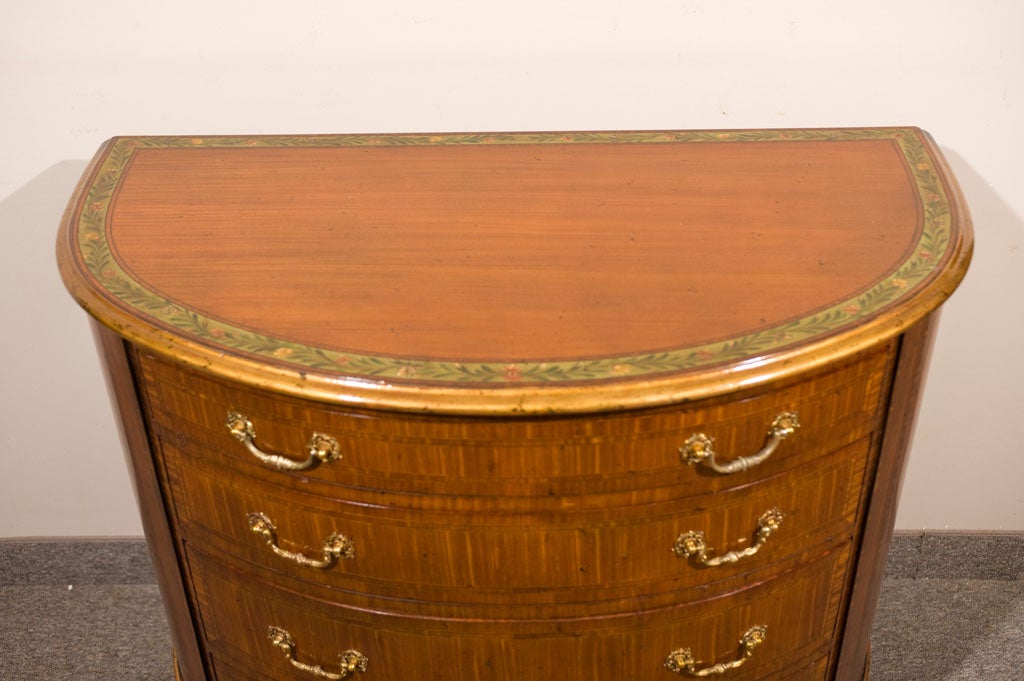 Adams Style Satinwood Demi Lune Commode