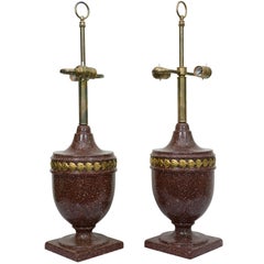 Pair of Tole "Porphry"  Table Lamps
