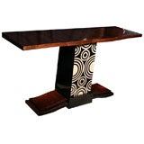 French Art Deco Exotic Walnut/ Palisander/ Mosaic Art Console