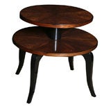 French Art Deco 2 Tier Exotic Walnut Occasional Table