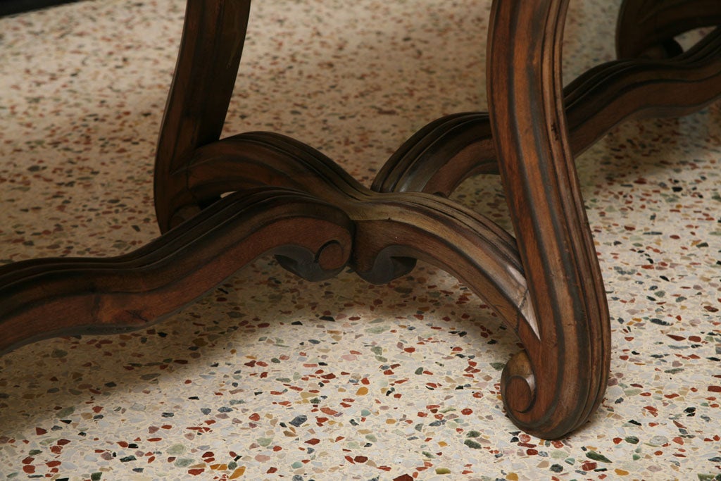 20th Century Carved Walnut French Bench in Zebra