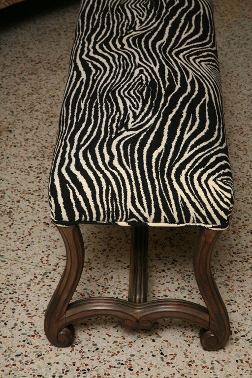 Carved Walnut French Bench in Zebra 3