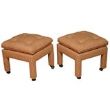 Sophisticated Plush 60's Houndstooth Upholstered Stools