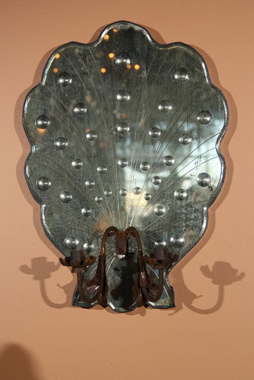 Unique Pair of Peacock style sconces with double candlesticks