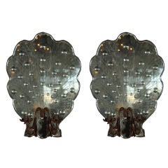 Vintage Unique Pair of Peacock style sconces with double candlesticks