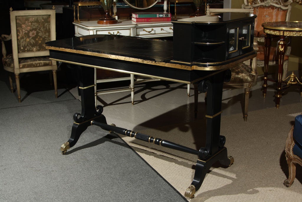 Jansen Ebonized Cartonnier Desk with leather top