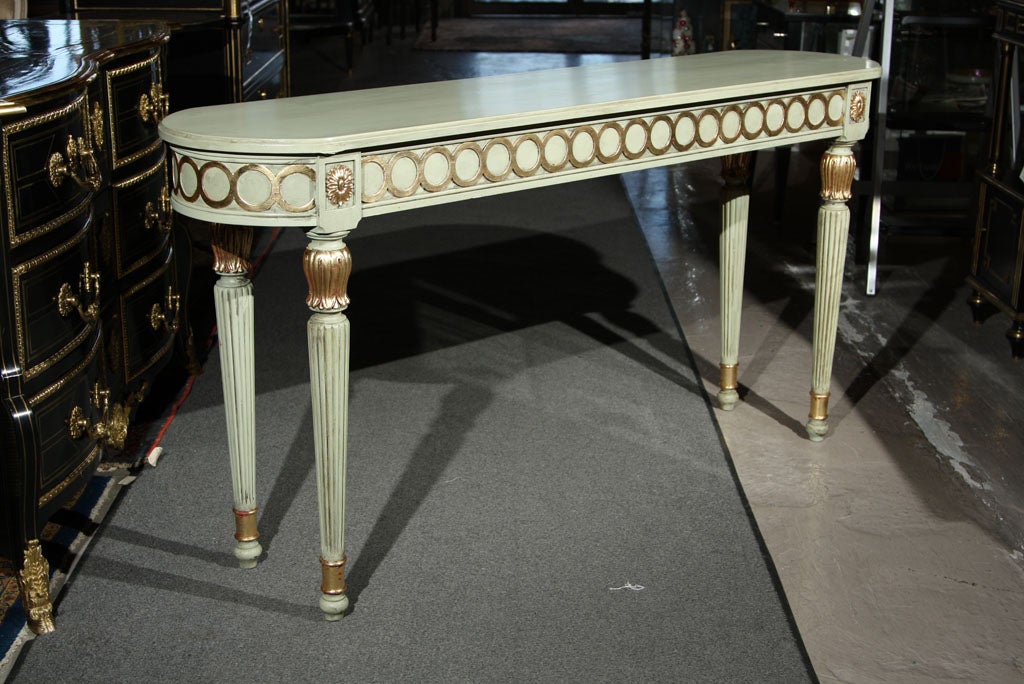 Louis XVI Style Paint Decorated Jansen Console / Sofa Table