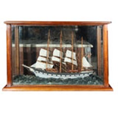 Four Masted Sailing Schooner Model in Mahogany Case 3