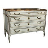Stamped Jansen Painted Marble Top Commode