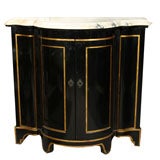 Stamped Jansen Ebonized Bow Front Commode