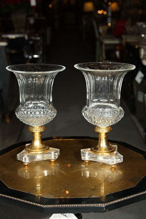Pair of Crystal Urns