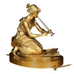 Gilt Bronze Figure of a Lady Playing a Flute Sculpture