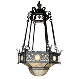Palace sized Iron 19th century alabaster chandelier