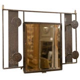 Art Deco Fer Forge  mirror with hanging posts