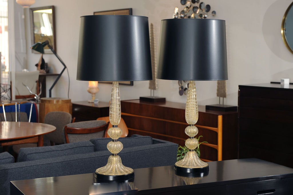 Elegant pair of Barovier & Toso table lamps, completely restored. Shades not included.

**Please contact us directly if you are interested in pricing / shipping information**