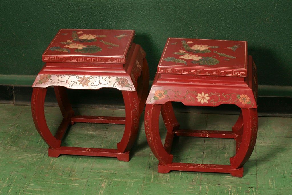 Pair of Vintage Chinese Lacquered  Coromandel Low Tables