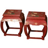 Pair of Vintage Chinese Lacquered  Coromandel Low Tables
