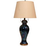 A Luminous Cobalt Blue Glass Lamp