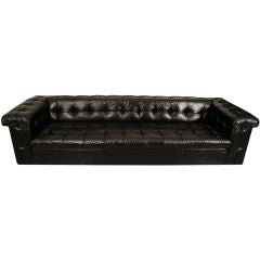 Edward Wormley Black Leather "Party" Sofa For Dunbar