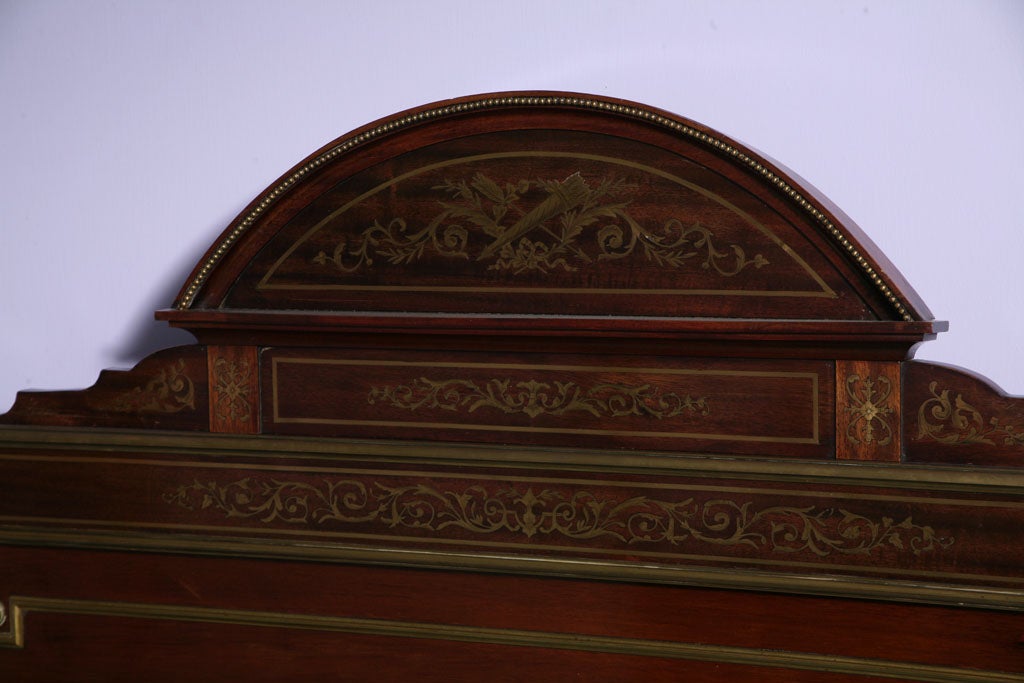 A 19th c. Antique Mahogany French bed with Brass inlay For Sale 5