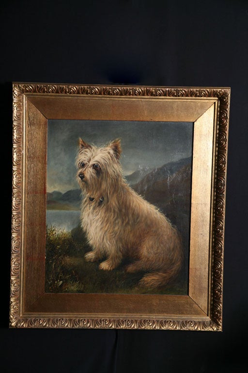 19th Century A 19th c. English School Oil Painting of a West Highland Terrier For Sale
