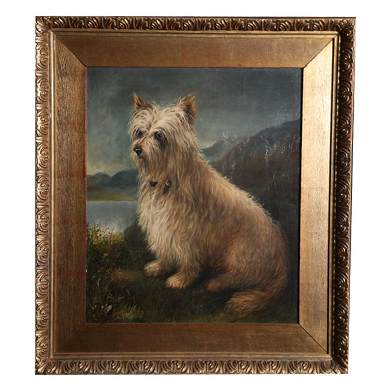 A 19th c. English School Oil Painting of a West Highland Terrier For Sale