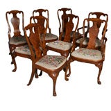 Antique A Set of 8 English Queen Anne Dining Chairs.