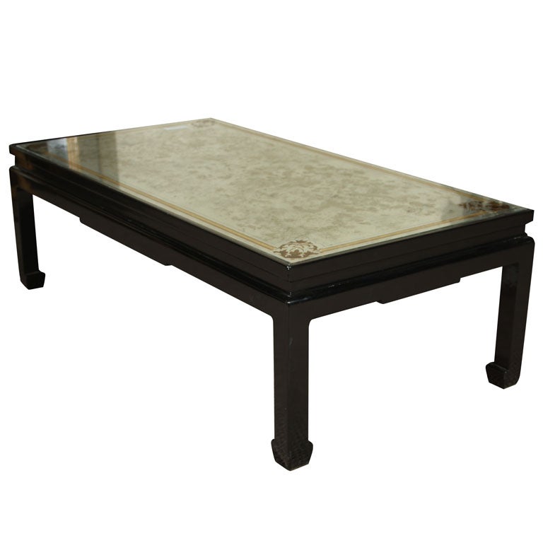 Maison Jansen Eglomise Glass Top  Coffee Table