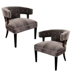 Pair of 1940's Occasional Chairs in Gunmetal Mohair