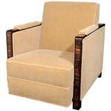 Art Deco Lux Lounge Chair in Macassar Wood and Mohair