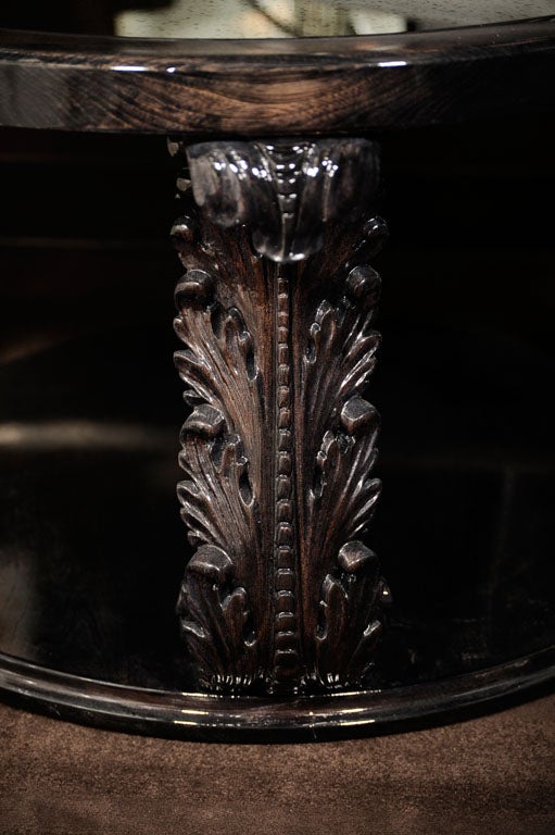Ebonized Exceptional 1940s Occasional Table with Carved Plumes by Grosfeld House