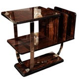 Art Deco Side Table and Magazine Stand in Burled Walnut