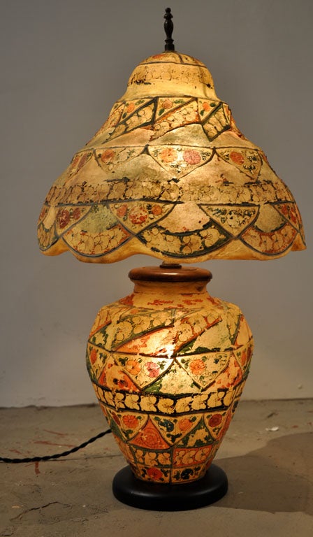 Mid-20th Century Vintage Camel SkinTable Lamp