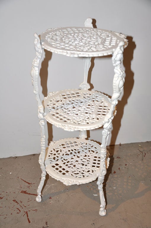 Mid-20th Century French Three-Tiered Iron Plant Stand