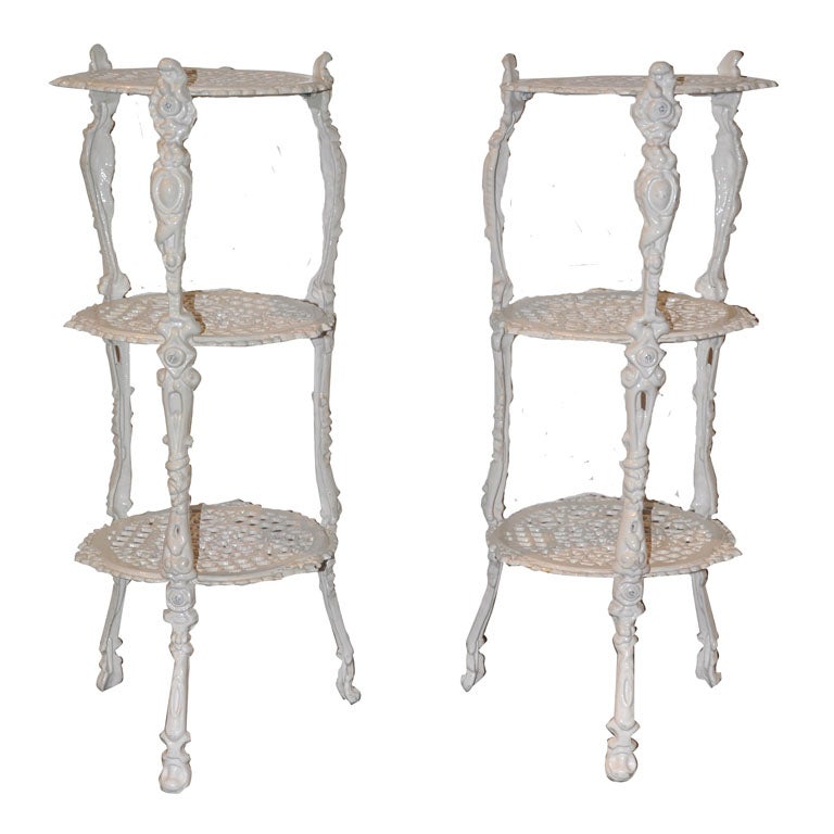 French Three-Tiered Iron Plant Stand