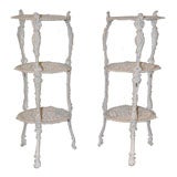 Vintage French Three-Tiered Iron Plant Stand