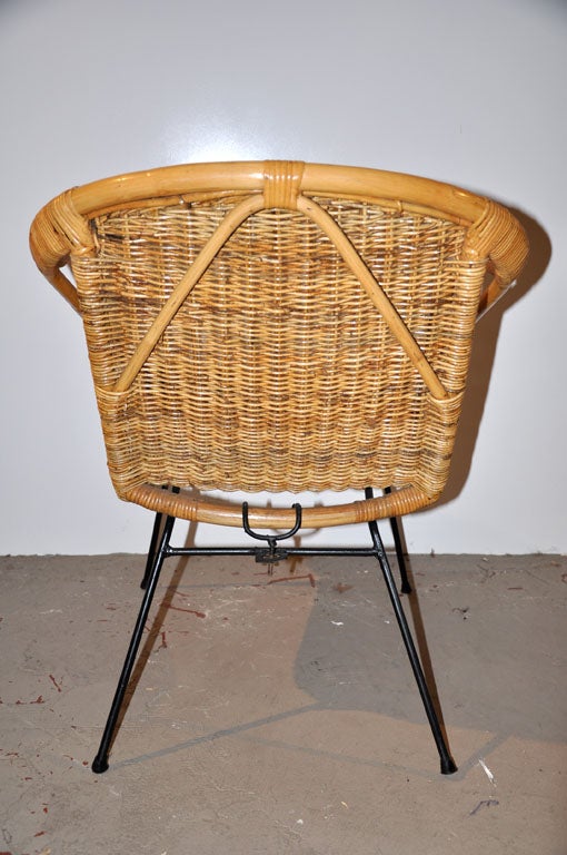 Pair of Vintage Hong Kong Rattan Ware Side Armchairs 1