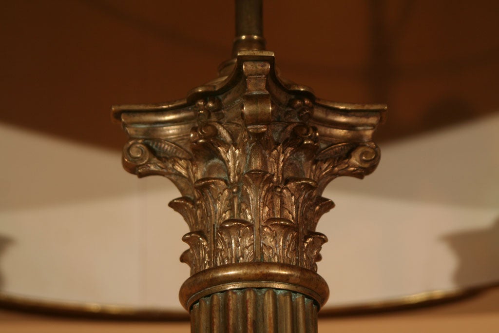 Large English Bronze Column Lamp, Circa 1830 1
