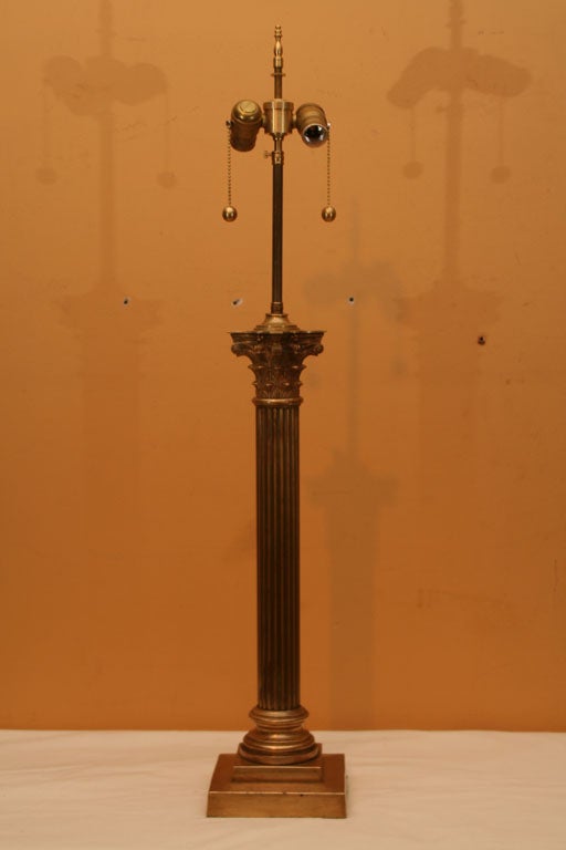 Large English Bronze Column Lamp, Circa 1830 5