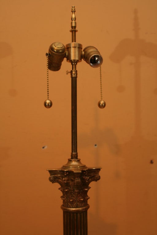 Large English Bronze Column Lamp, Circa 1830 6