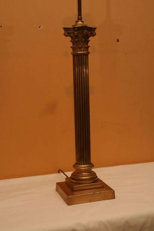 Large English Bronze Column Lamp, Circa 1830 7